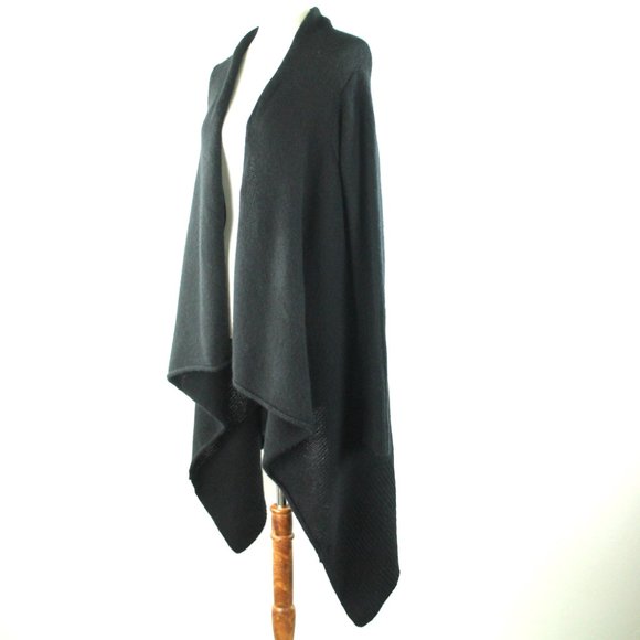 Zadig & Voltaire Deluxe Cambi Black Cashmere Asymmetrical Sweater Cardigan L - Picture 3 of 6